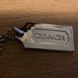 Coach Bag Silver Chrome Metal Replacement Hang Tag FOB Charm Both Sides Engraved